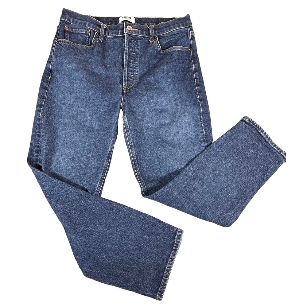 AGOLDE‎ Riley High Rise Straight Crop Jeans Sz 30 Stretch Denim 90's Button Fly